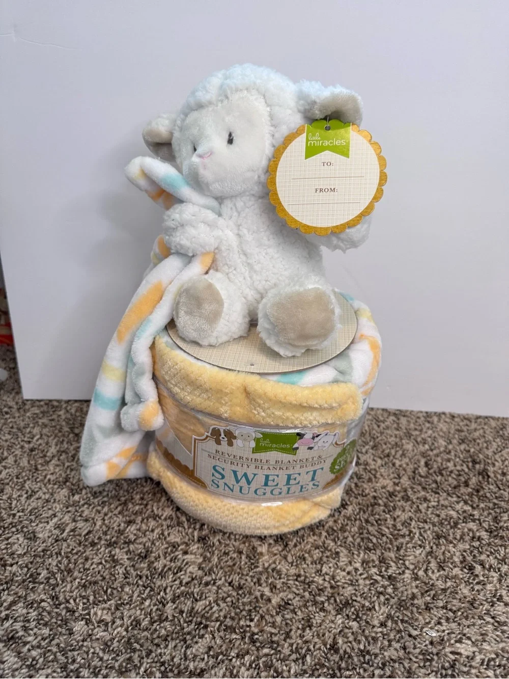 Miracle Sweet Snuggles Lamb Plush and Reversible Blanket - Baby Blanket